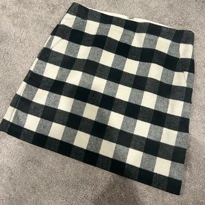Loft black and cream check wool blend mini skirt with full pockets